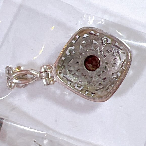 NEW - Pendant Real Garnet Sterling Silver ARTISAN INDIA 1.5 INCH Drop - Picture 4 of 4